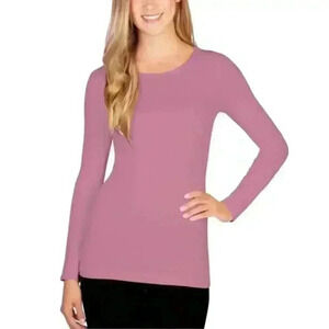 Skinnytees Long‎ sleeves crew neck top pink Plus 12-24  NWT